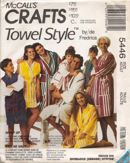 Misses' & Men's Robes Sewing Pattern Size S-XL McCall's 5446 UNCUT