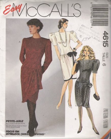 Misses' Dress Sewing Pattern Size 6 McCall's 4615 UNCUT