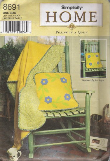 Pillow In A Quilt Sewing Pattern Simplicity 8691 UNCUT