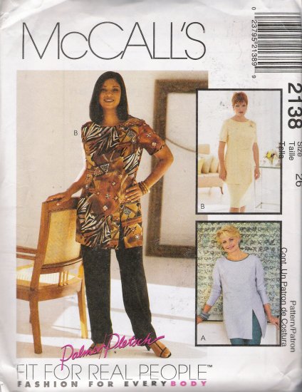 Misses' Tunic Pants Skirt Sewing Pattern Size 26 McCall's 2138 UNCUT