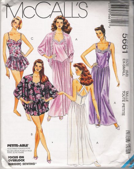 Misses' Sleepwear Sewing Pattern Size 6-8 McCall's 5661 UNCUT
