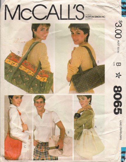 Vintage Sewing Pattern Summer Bags McCall's 8065 UNCUT