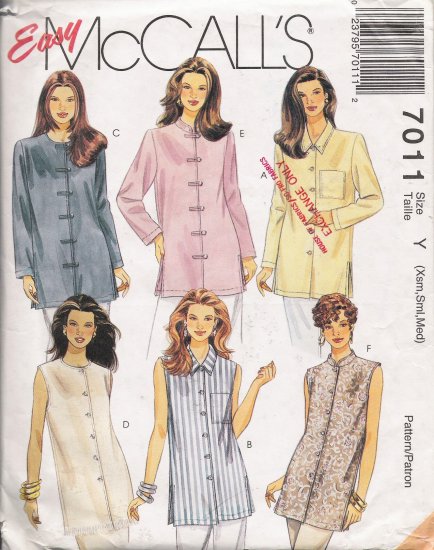 Misses' Tunics Sewing Pattern Size XS-M McCall's 7011 UNCUT