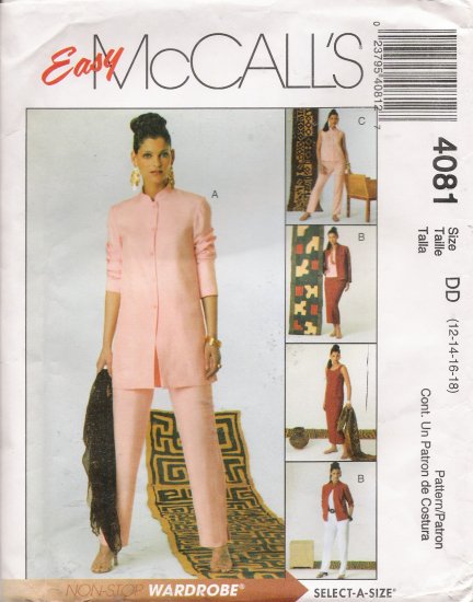 Misses' Shirt-Jacket Top Skirt Pants Sewing Pattern Size 12-18 McCall's 4081 UNCUT