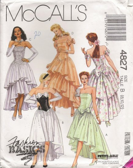 Misses' Dress, Sleeves & Hair Ornament Sewing Pattern Size 8-12 McCall's 4827 UNCUT
