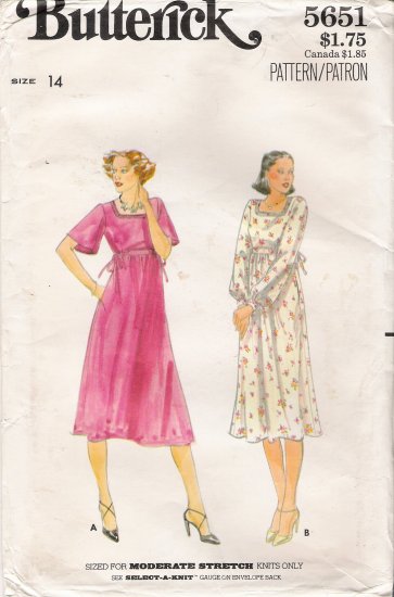 Vintage Sewing Pattern Misses' Dress Size 14 Butterick 5651 UNCUT