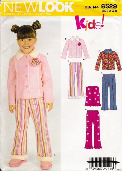 Children's Pants Vest Jacket Sewing Pattern Size 3-8 Simplicity New Look 6529 UNCUT