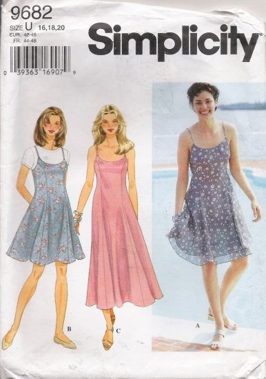 Misses' Dress Or Jumper Sewing Pattern Size 16-20 Simplicity 9682 UNCUT