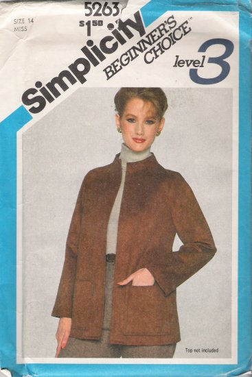 Vintage Sewing Pattern Misses' Unlined Jacket Size 14 Simplicity 5263 UNCUT