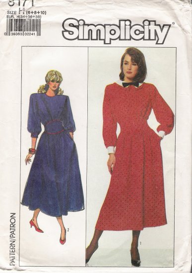 Vintage Sewing Pattern Misses' Semi-Fitted Dress Size 6-10 Simplicity 8171 UNCUT
