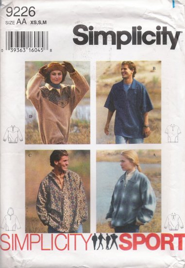 Misses', Men's & Teens' Top Sewing Pattern Size XS-M Simplicity 9226 UNCUT