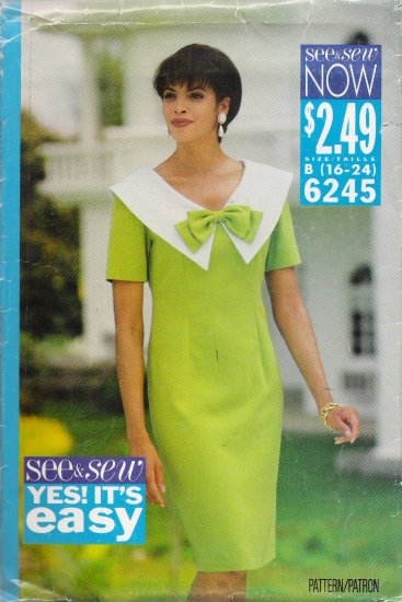 Misses' Dress Sewing Pattern Size 16-24 Butterick See & Sew 6245 UNCUT