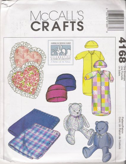 Blanket Pillow Teddy Bear Baby Bunting Cap Hat Sewing Pattern McCall's 4168 UNCUT