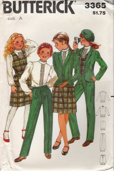Vintage Sewing Pattern Girls' Jacket Vest Blouse Skirt Pants Size 7-10 Butterick 3365 UNCUT