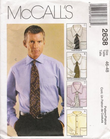 Men's Shirt Sewing Pattern Size 46-48 McCall's 2638 UNCUT