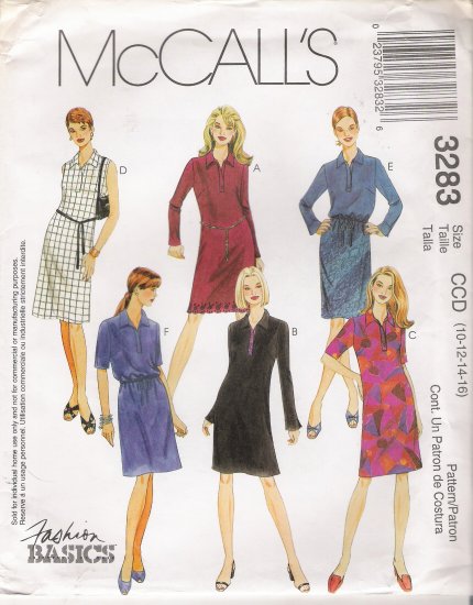 Misses' Dress Top Skirt Sewing Pattern Size 10-16 McCall's 3283 UNCUT