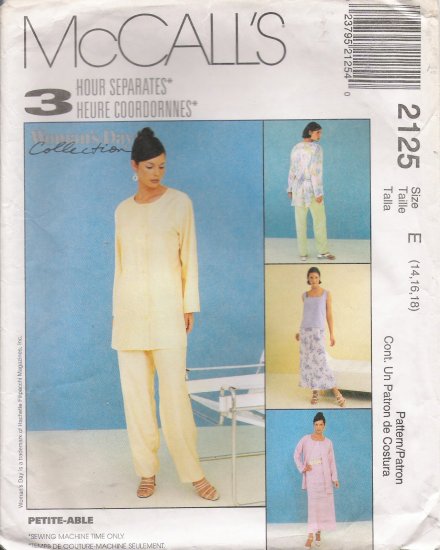 Misses' Shirt Top Pants Skirt Sewing Pattern Size 14-18 McCall's 2125 UNCUT