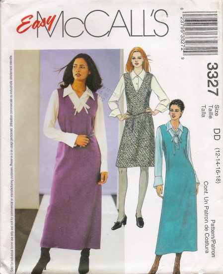 Misses' Jumper Blouse Tie Sewing Pattern Size 12-18 McCall's 3327 UNCUT
