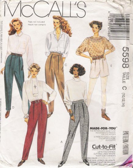 Misses' Slim Pants Or Shorts Sewing Pattern Size 10-14 McCall's 5598 UNCUT