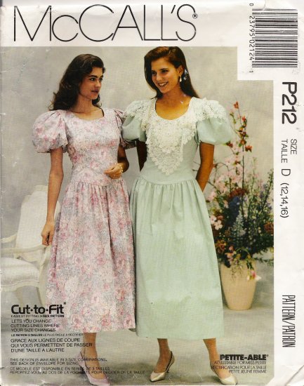 Misses' Anniversary Dress Sewing Pattern Size 12-16 McCall's 212 UNCUT