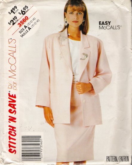 Misses' Jacket & Skirt Sewing Pattern Size 10-14 McCall's 3560 UNCUT