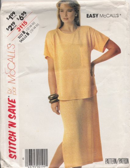 Misses' Top & Skirt Sewing Pattern Size 12-16 McCall's 3115 UNCUT
