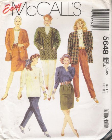Misses' Jacket Top Skirt Pants Sewing Pattern Size 10-12 McCall's 5648 UNCUT