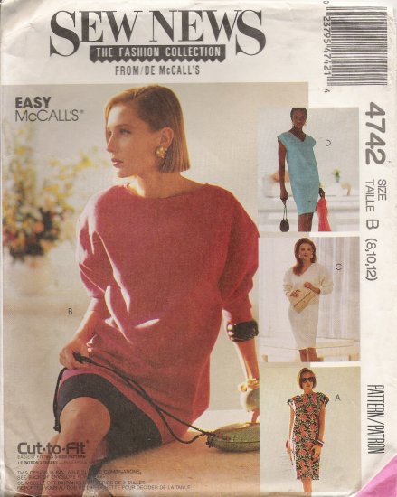 Misses' One & Two-Piece Dress Sewing Pattern Size 8-12 McCall's 4742 UNCUT
