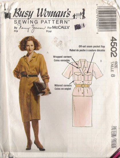 Misses' One & Two-Piece Dress Sewing Pattern Size 8 McCall's 4502 UNCUT