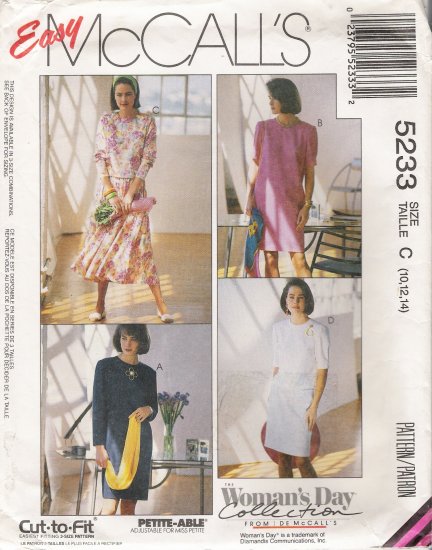Misses' One Or Two Piece Dress Sewing Pattern Size 10-14 McCall's 5233 UNCUT