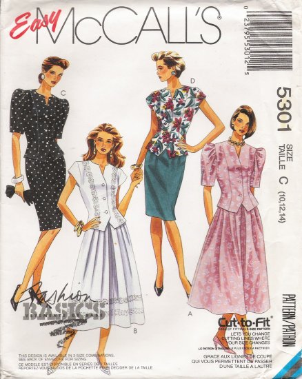 Misses' Two Piece Dresses Sewing Pattern Size 10-14 McCall's 5301 UNCUT