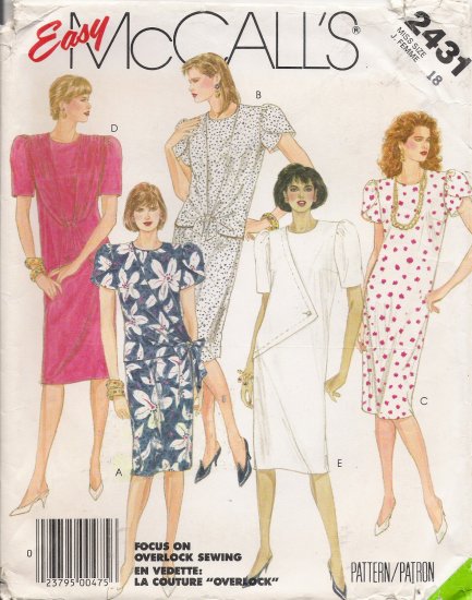 Misses' Dress Sewing Pattern Size 18 McCall's 2431 UNCUT