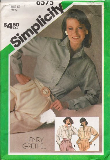 Misses' Shirt Sewing Pattern Size 14 Simplicity 6575 UNCUT