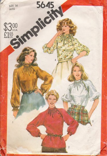 Misses' Asymmetrical Top Sewing Pattern Size 14 Simplicity 5645 UNCUT