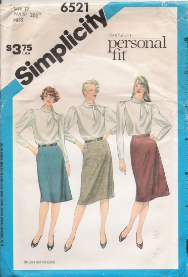 Misses' Slim Skirt Sewing Pattern Size 12 Simplicity 6521 UNCUT