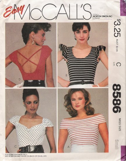 Misses' Top Sewing Pattern Size 10-12 McCall's 8586 UNCUT