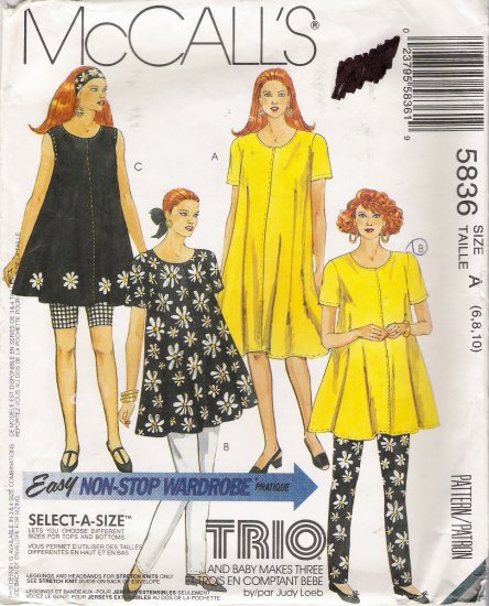 Maternity Dress Tunic Leggings Headband Sewing Pattern Size 6-10 McCall's 5836 UNCUT