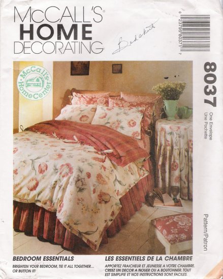 Bedroom Essentials Sewing Pattern McCall's 8037 UNCUT