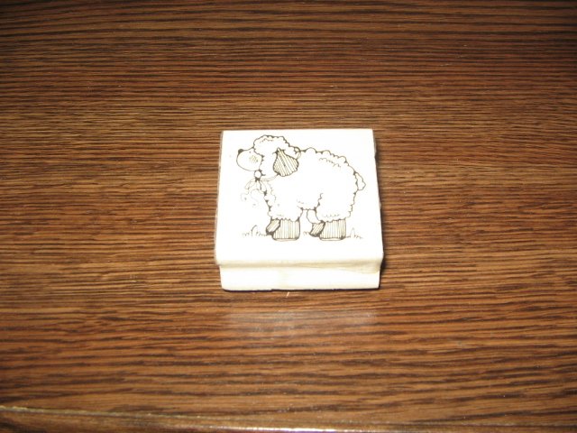 Lamb Wood Mounted Rubber Stamp by Hooks Lines & Inkers