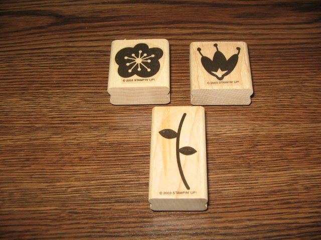 Flowers & Stem Wood Mounted Rubber Stamp Lot by Stampin Up