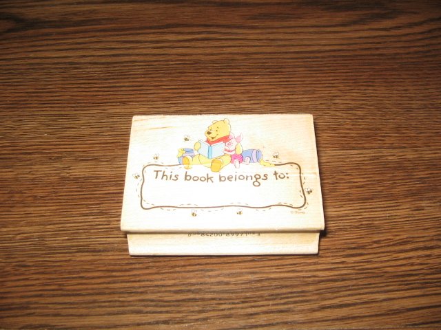 Winnie The Pooh Hunny Bee Bookplate Wood Mounted Rubber Stamp by All Night Media