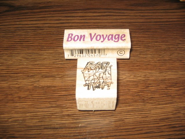 Bon Voyage & Road Trip Wood Mounted Rubber Stamps Lot Of 2