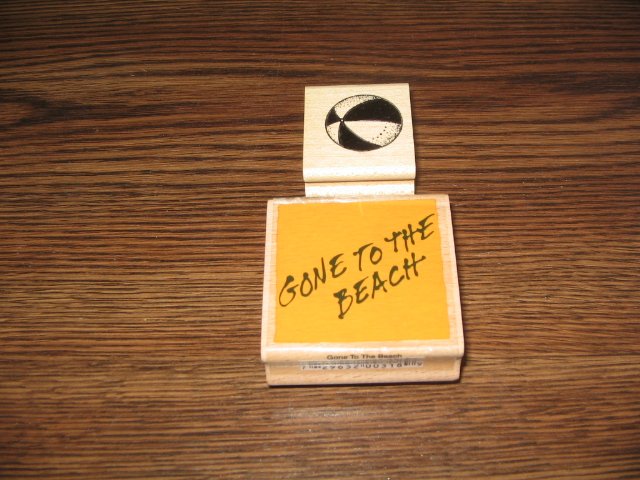 Gone To The Beach & Beach Ball Wood Mounted Rubber Stamps Lot Of 2