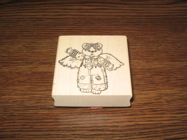 Angel Teddy Bear Wood Mounted Rubber Stamp