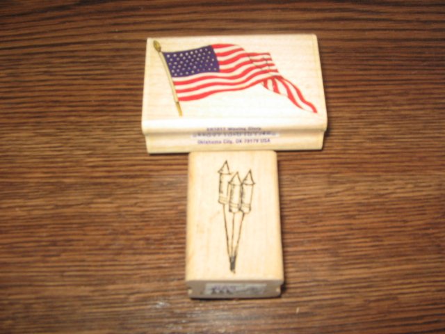 4th Of July Wood Mounted Rubber Stamps Lot Of 2