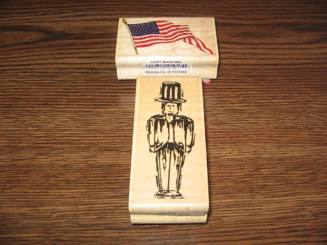 4th Of July Wood Mounted Rubber Stamps Lot Of 2