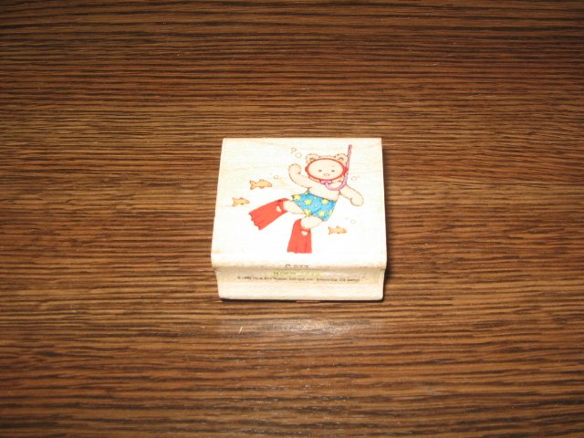 Snorkling Teddy Bear Wood Mounted Rubber Stamp by Hero Arts