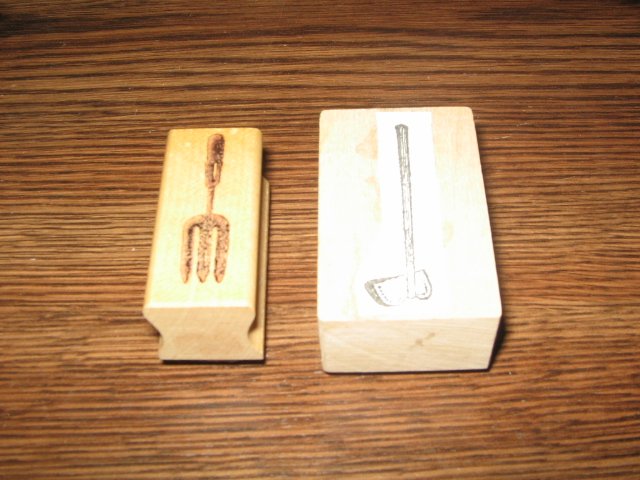 Garden Tools Wood Mounted Rubber Stamp Lot Of 2