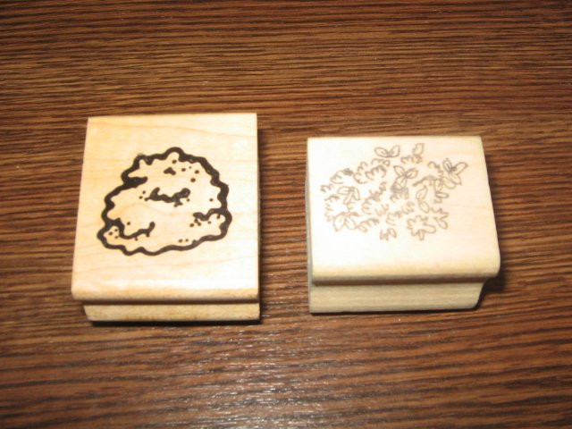 Shrubbery Wood Mounted Rubber Stamps Lot Of 2