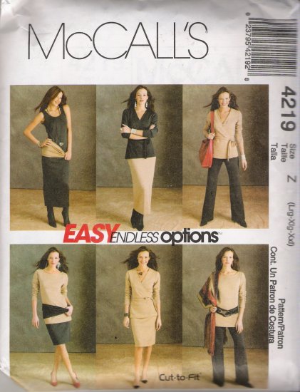 Misses' Wardrobe Sewing Pattern Size L-XXL McCall's 4219 UNCUT